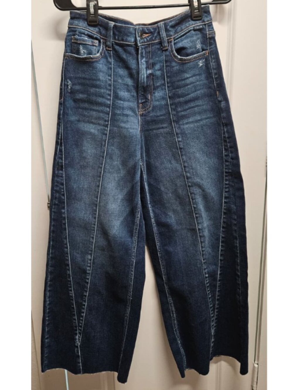 Cello High Rise Wide Leg Cropped Jeans